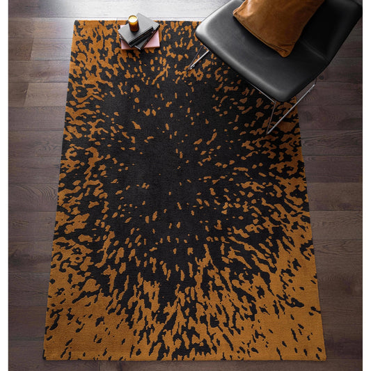 Wilder Splash Charcoal Orange Animal Inspired Rug – Modern Soft Textured Polyester Carpet