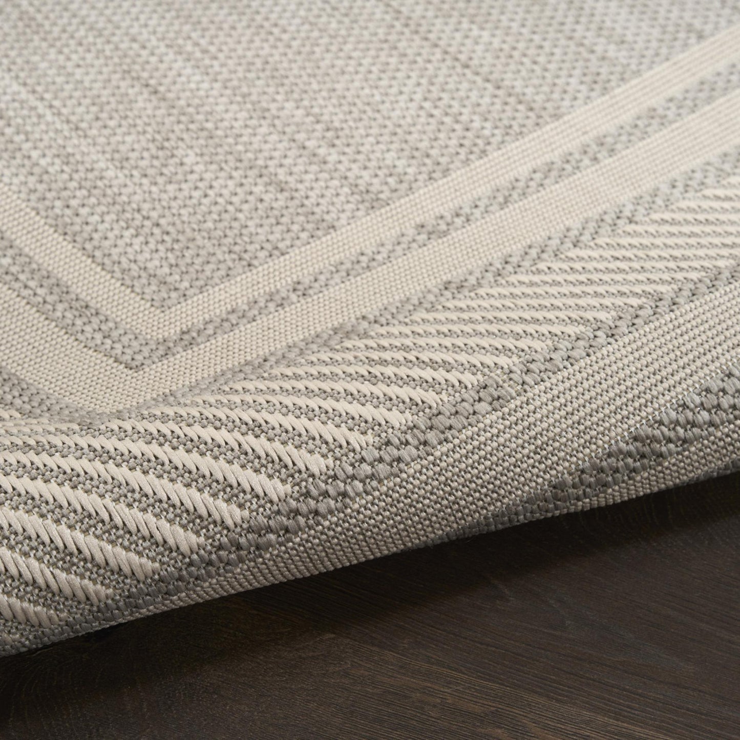 Horizon HOZ03 Modern Bordered Light Grey Indoor & Outdoor Flatweave Rug