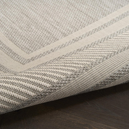 Horizon HOZ03 Modern Bordered Light Grey Indoor & Outdoor Flatweave Rug
