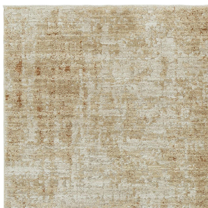 Heriz HE07 Patina Copper Modern Abstract Brown Cream Rug – Soft High-Low Textured Space Dyed Polyester Carpet