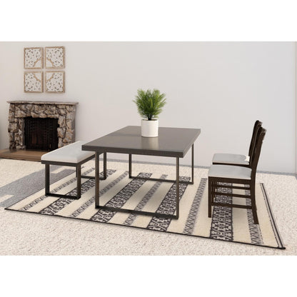 Monty MN03 Tribal Striped Indoor-Outdoor Rug – Durable Geometric Flatweave in Cream & Charcoal