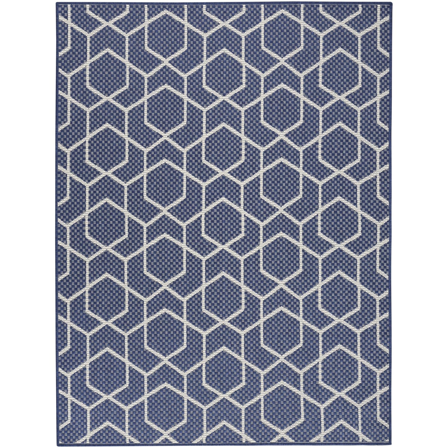 Horizon HOZ01 Modern Geometric Classic Trellis Navy Blue Indoor & Outdoor Flatweave Rug