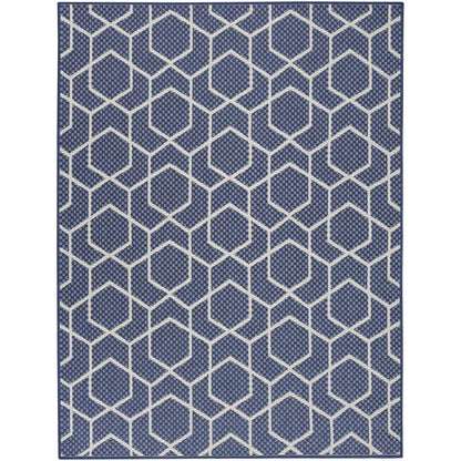 Horizon HOZ01 Modern Geometric Classic Trellis Navy Blue Indoor & Outdoor Flatweave Rug
