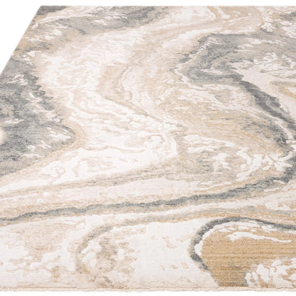 Seville 06 Oro Kurzflor Teppich Modern Abstrakt Soft Touch Seidiger Teppich in Beige Natur