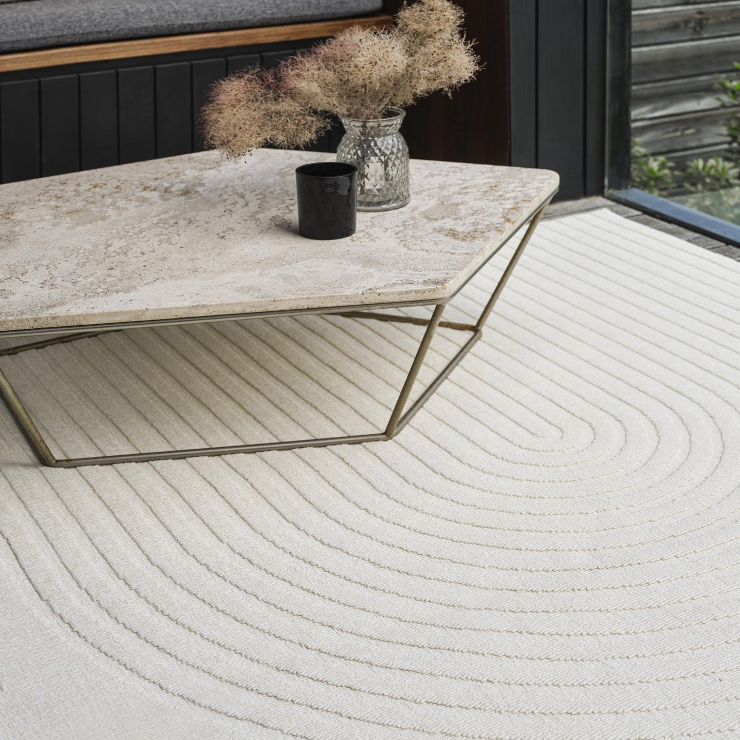 Antibes AN08 Modern White Deco Indoor & Outdoor Geometric Flatweave Rug