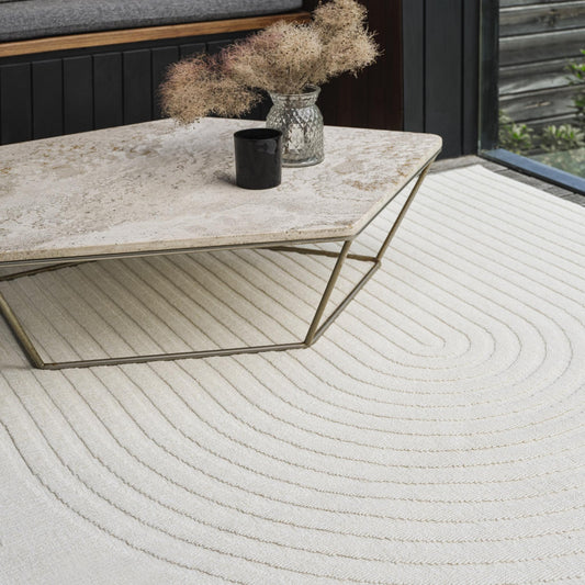 Antibes AN08 Modern White Deco Indoor & Outdoor Geometric Flatweave Rug