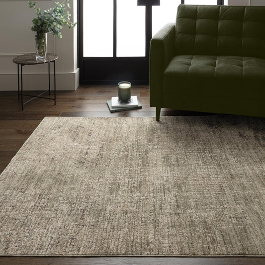 Heriz HE07 Patina Green Modern Abstract Rug – Soft High-Low Textured Space Dyed Polyester Carpet