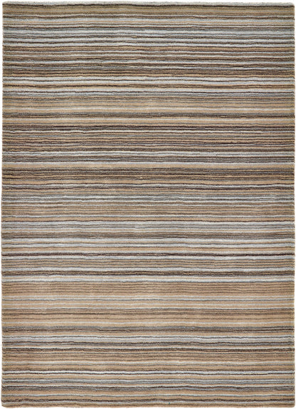 Origins Fine Stripes Hand Loom Woven Wool Rug Halway in Beige