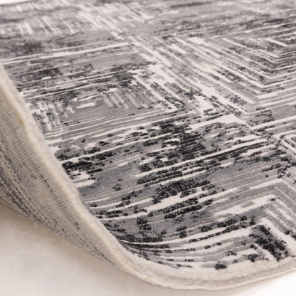 Kuza Portrait Rug – Grey–  Elegant Textured High-Low Pile Carpet