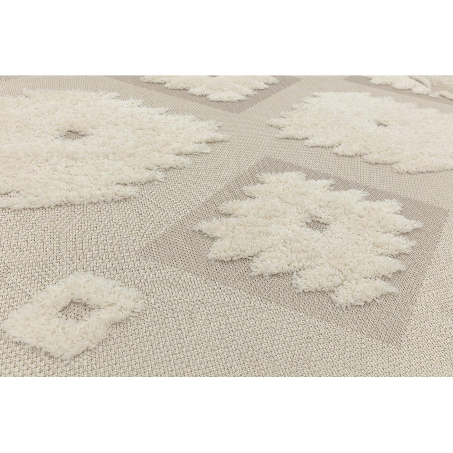 The Monty MN02 Tribal Geometric Flatweave – Weatherproof Indoor & Outdoor Rug in Natural & Cream