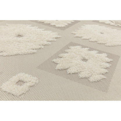 The Monty MN02 Tribal Geometric Flatweave – Weatherproof Indoor & Outdoor Rug in Natural & Cream