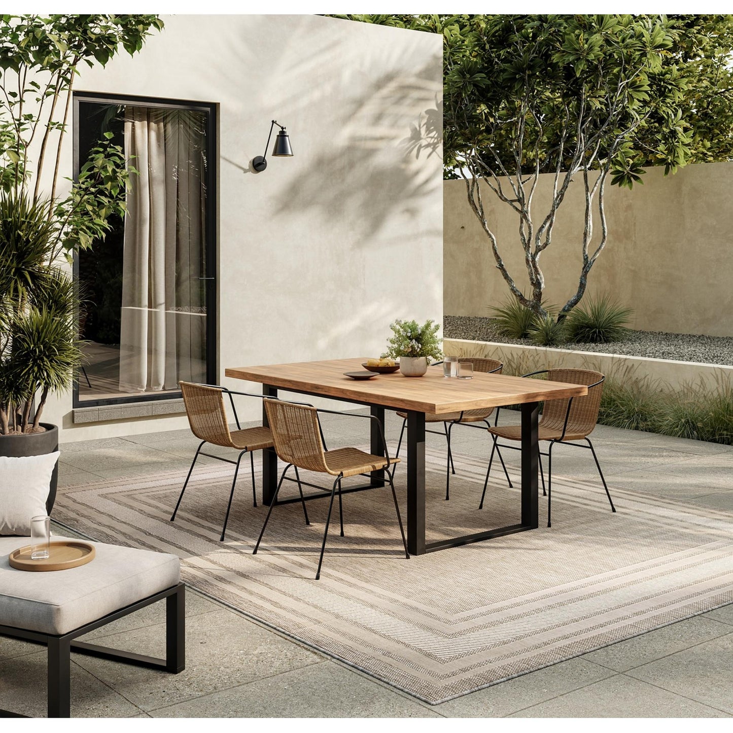 Horizon HOZ03 Modern Bordered Light Grey Indoor & Outdoor Flatweave Rug