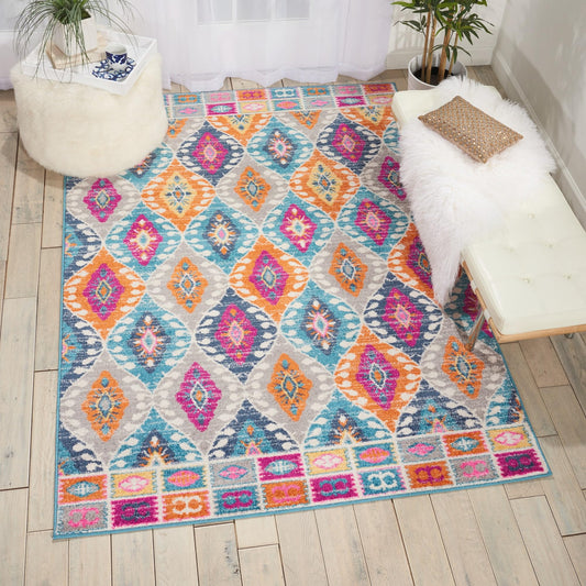 Passion Mehrfarbiger Teppich für Wohnzimmer, Schlafzimmer, Esszimmer, Rauten-geometrischer Teppich, modern, bohemianisch, traditionell, PSN02, Kaleidoskop-Farben
