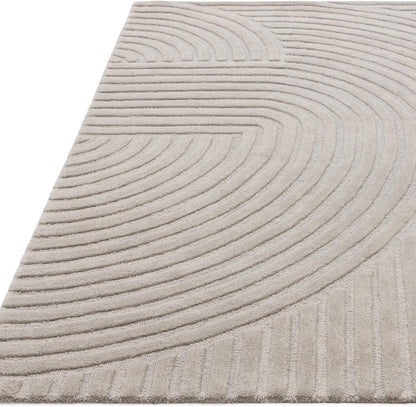 Hague Hand Made Wool Rug for Bedroom Dining Living Room Geometric Lines Tufted Modern Classic Soft Luxury Rug Silver