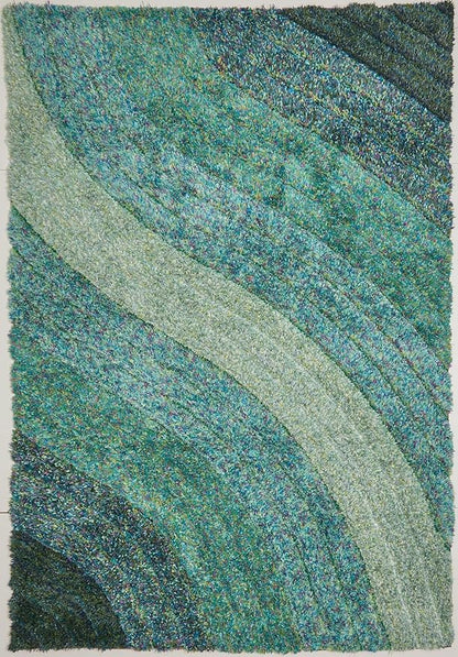 Lena Wave 3D Shaggy Rug – Blue – 160x230 cm Soft Plush High Pile Carpet