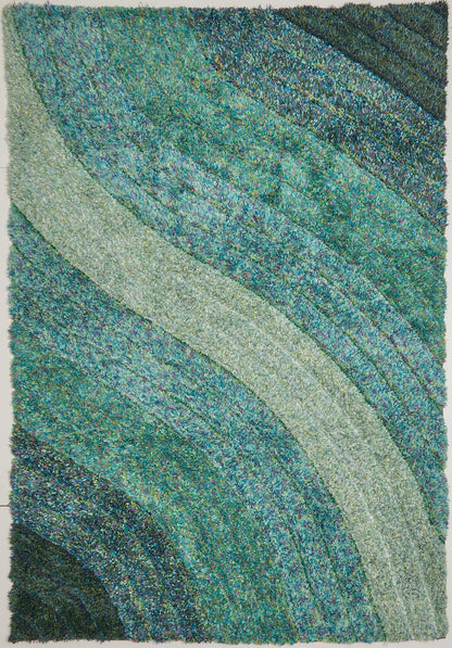 Shaggy-Teppich für Wohnzimmer, Schlafzimmer, Esszimmer, weicher Plüsch, flauschig, seidig, für den Bodenbereich, Lena, Wellenmuster, 3D-Shaggy-Teppich in großer Größe, 160 x 230 cm (5'3" x 7'7")