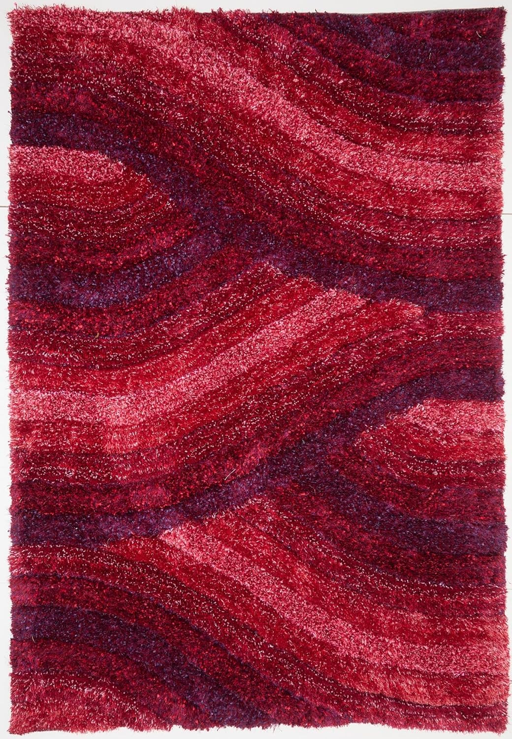 Wave 3D Shaggy Teppich – Fuchsia – 160x230 cm Weicher Plüsch Hochflor Teppich