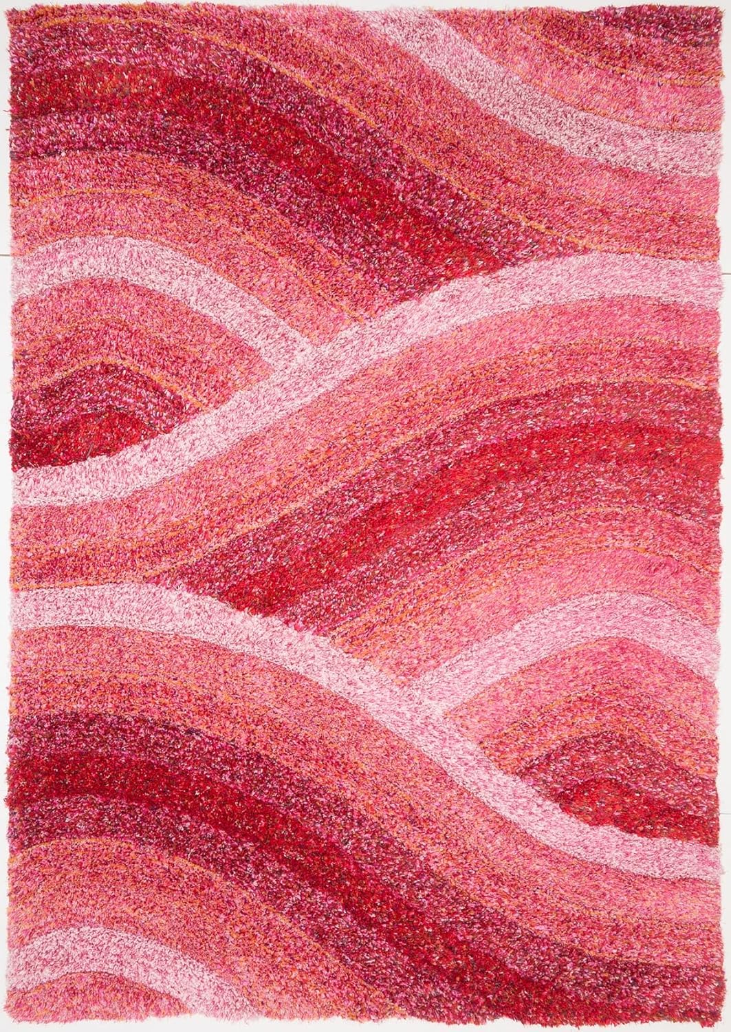 Wave 3D Shaggy Teppich – Rosa – 160x230 cm Weicher Plüsch Hochflor Teppich
