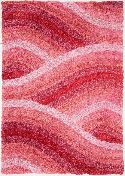 Wave 3D Shaggy Teppich – Rosa – 160x230 cm Weicher Plüsch Hochflor Teppich
