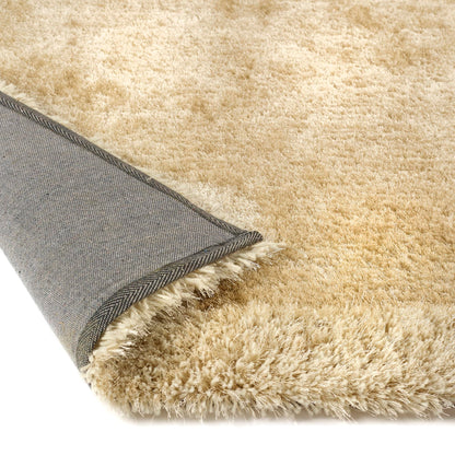 Shaggy-Teppich mit schimmernder Bordüre, handgetuftet, moderner Teppich, weich, glänzend, seidig, flauschig, Plüschteppich