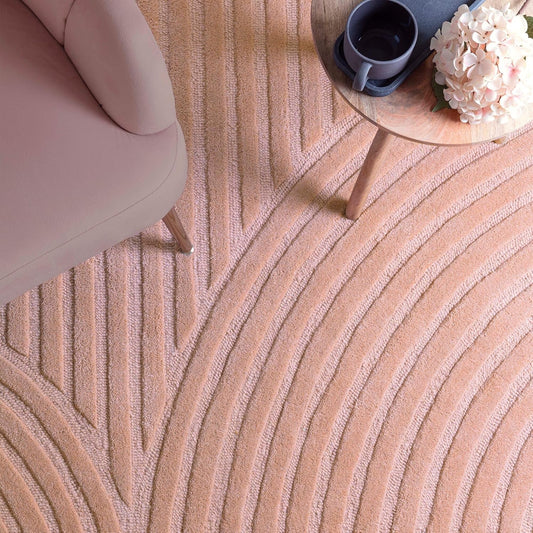 Handmade Wool Rug Geometric Modern Classic Soft Luxury – Hague Blush Pink