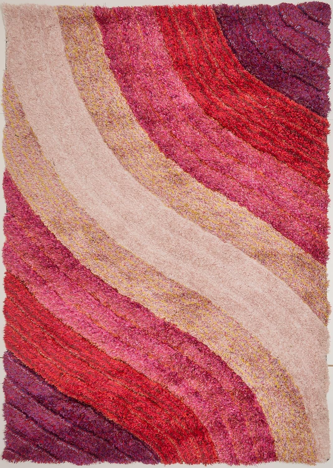 Lena Wave 3D Shaggy Rug – Pink – 160x230 cm Soft Plush High Pile Carpet