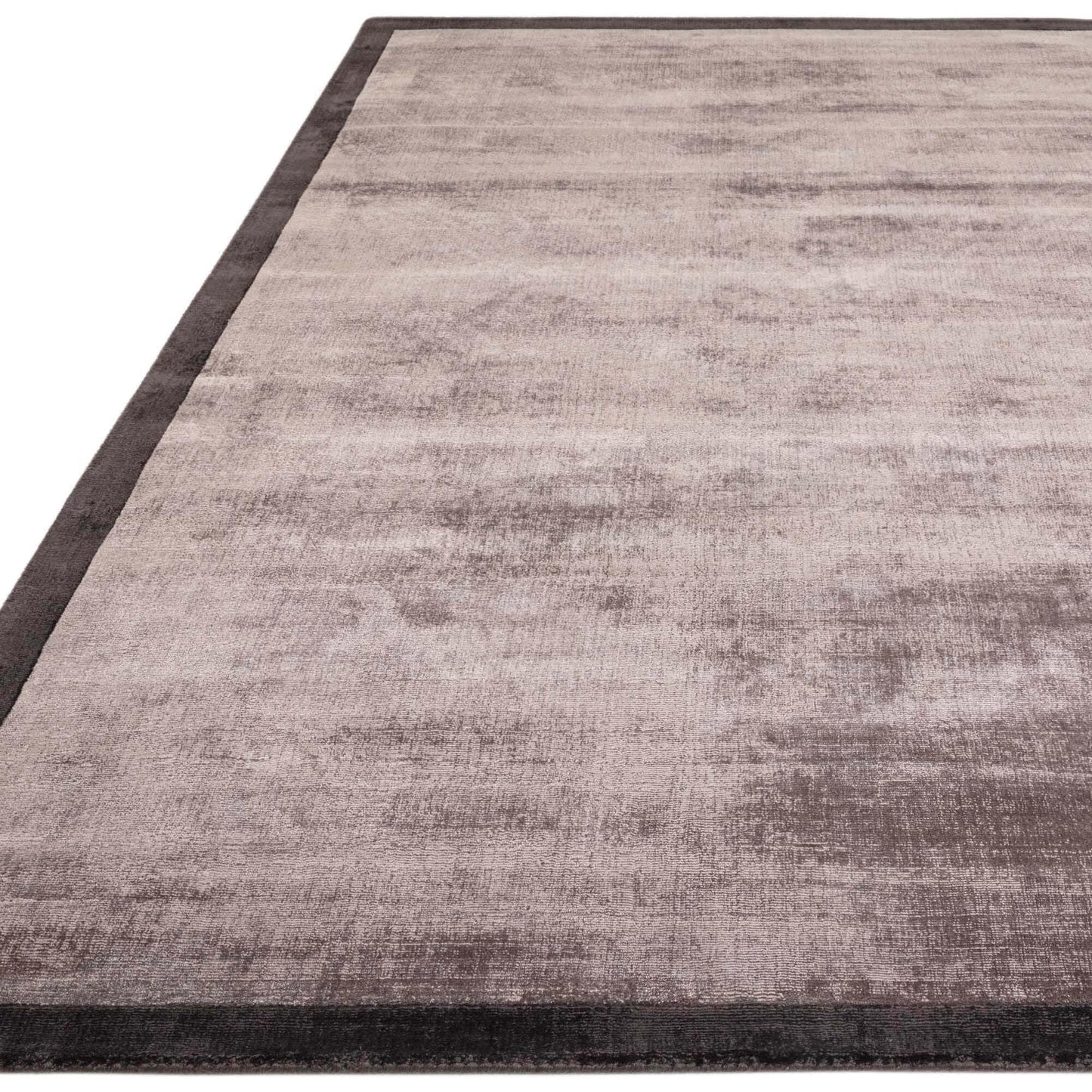 Blade Border Plain Viskose-Teppich – handgewebt, im Used-Look, hochglänzend, seidig weich, luxuriös