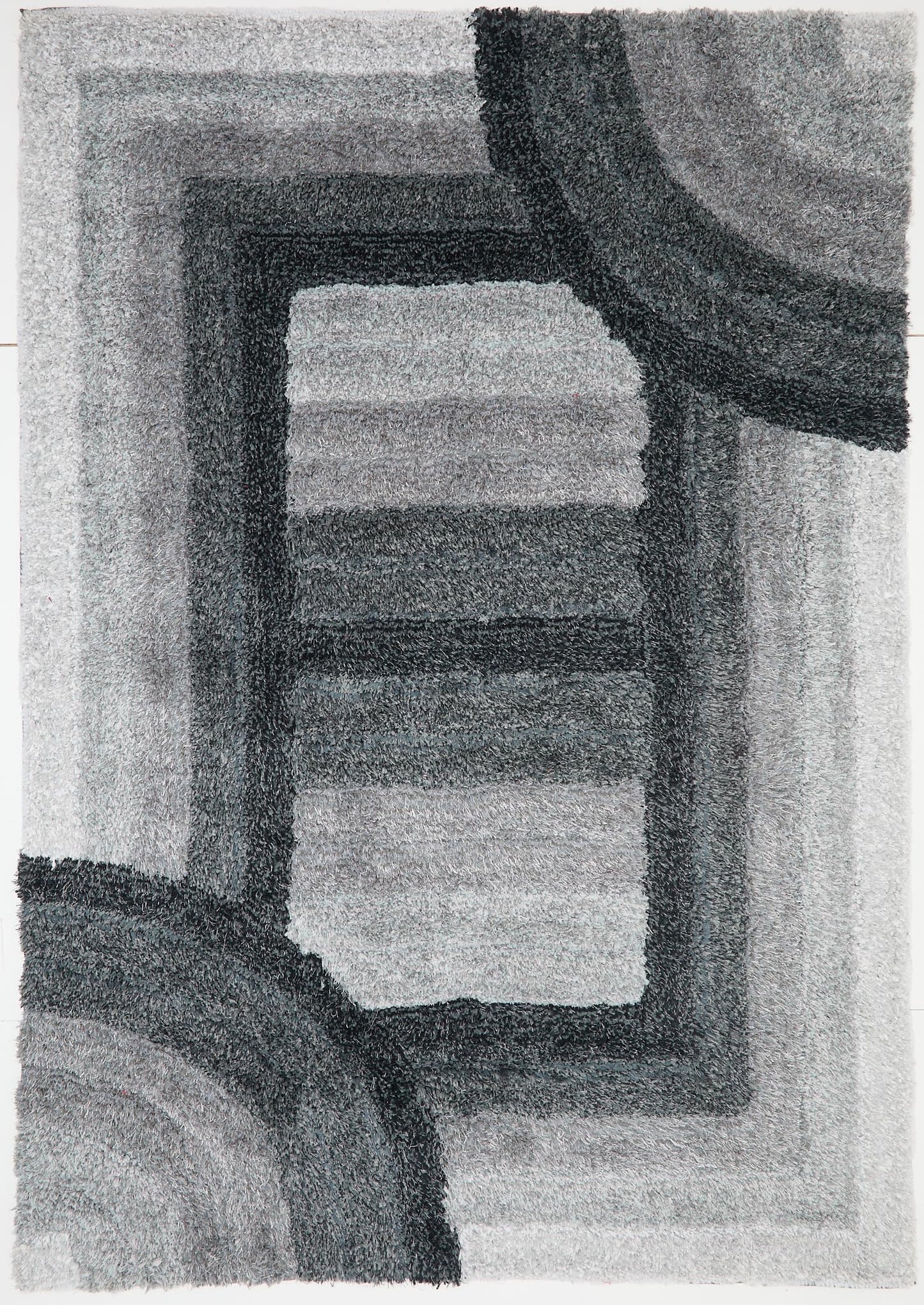 Shaggy-Teppich für Wohnzimmer, Schlafzimmer, Esszimmer, weicher Plüsch, flauschig, seidig, für den Boden, Gittermuster, 3D-Shaggy-Teppich in großer Größe, 160 x 230 cm (5'3" x 7'7")