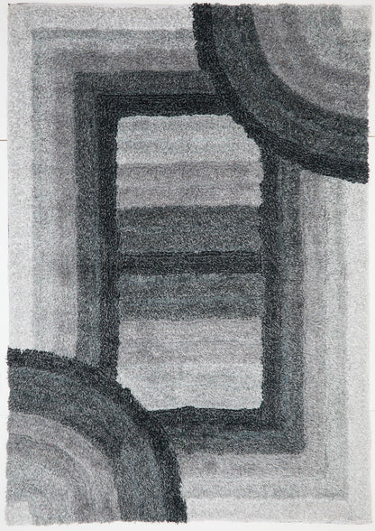Shaggy-Teppich für Wohnzimmer, Schlafzimmer, Esszimmer, weicher Plüsch, flauschig, seidig, für den Boden, Gittermuster, 3D-Shaggy-Teppich in großer Größe, 160 x 230 cm (5'3" x 7'7")