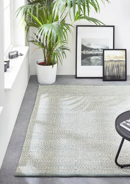 Flatweave Hand Woven Wool Rug for Living Room Dining Room Bedroom Kitchen Geometric Diamond Pattern Home Decor Area Rug