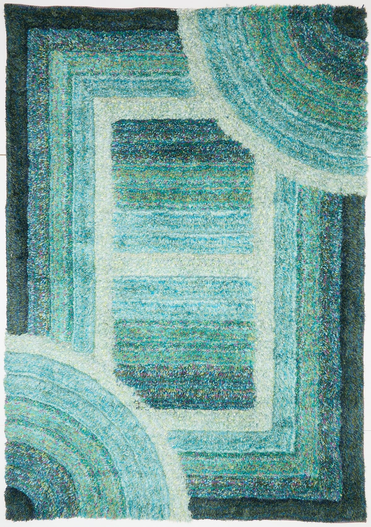 Shaggy-Teppich für Wohnzimmer, Schlafzimmer, Esszimmer, weicher Plüsch, flauschig, seidig, für den Boden, Gittermuster, 3D-Shaggy-Teppich in großer Größe, 160 x 230 cm (5'3" x 7'7")