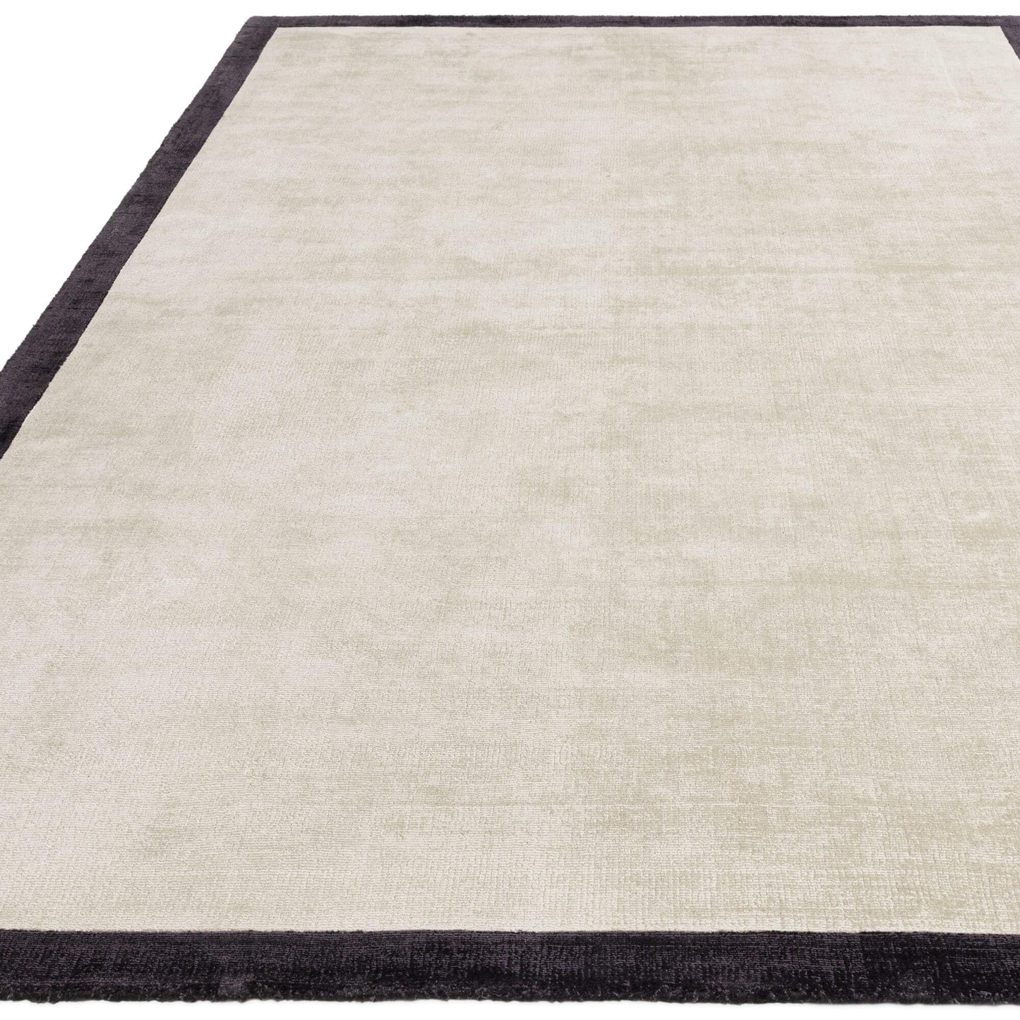 Blade Border Plain Viskose-Teppich – handgewebt, im Used-Look, hochglänzend, seidig weich, luxuriös