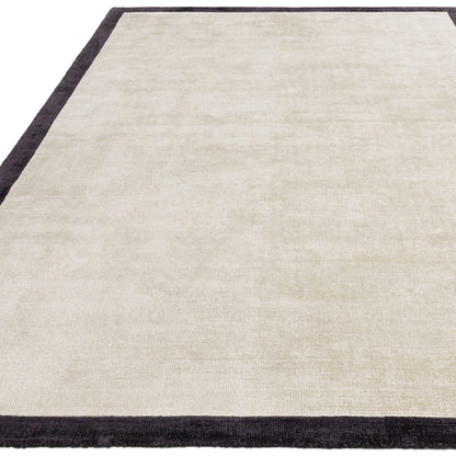 Blade Border Plain Viskose-Teppich – handgewebt, im Used-Look, hochglänzend, seidig weich, luxuriös