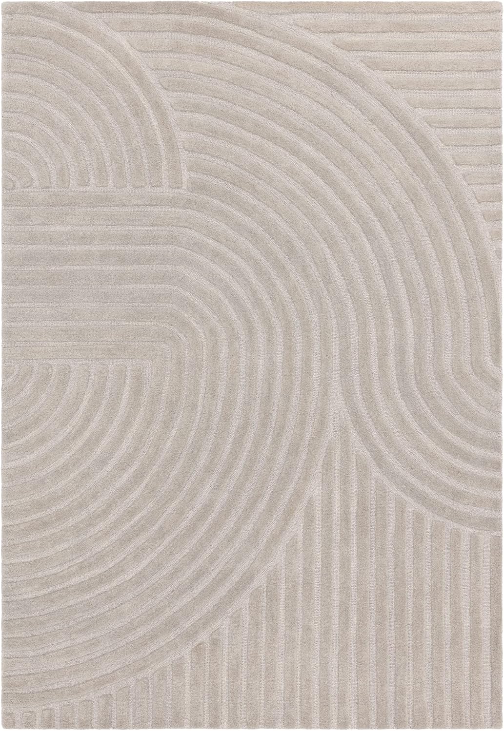 Hague Hand Made Wool Rug for Bedroom Dining Living Room Geometric Lines Tufted Modern Classic Soft Luxury Rug Silver