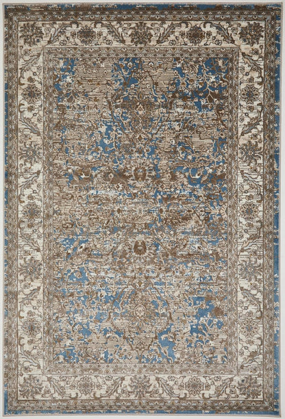 Bordered Blue 553A2 – Traditional Vintage Rug for Living Room, Dining Room, Bedroom