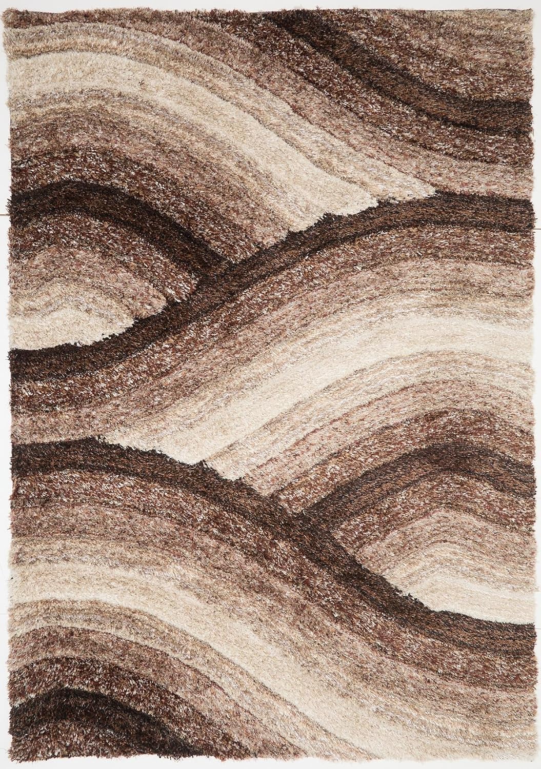 Wave 3D Shaggy Teppich – Mokka – 160x230 cm Weicher Plüsch Hochflor Teppich