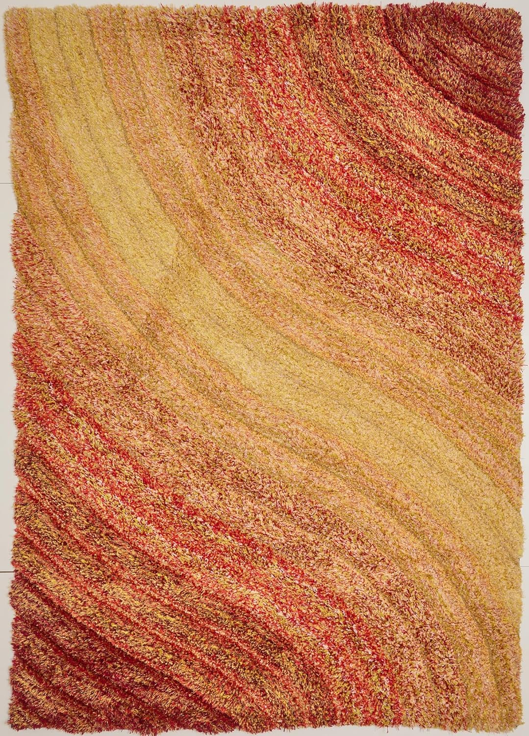 Lena Wave 3D Shaggy Rug – Terracotta – 160x230 cm Soft Plush High Pile Carpet