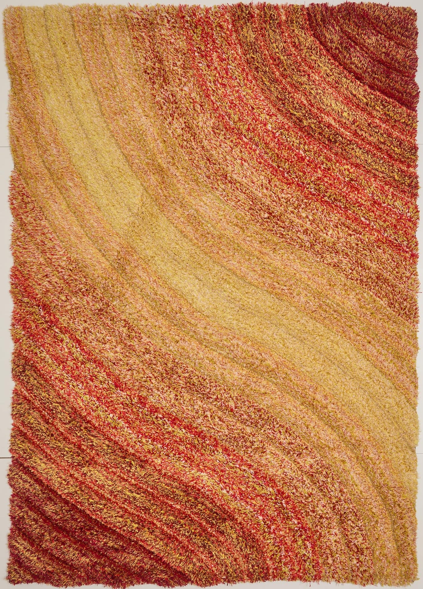 Shaggy-Teppich für Wohnzimmer, Schlafzimmer, Esszimmer, weicher Plüsch, flauschig, seidig, für den Bodenbereich, Lena, Wellenmuster, 3D-Shaggy-Teppich in großer Größe, 160 x 230 cm (5'3" x 7'7")