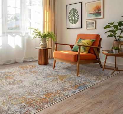 Colores Cloud Sunset CO10 Rug – Abstract Flatweave Carpet in Sunset Gold