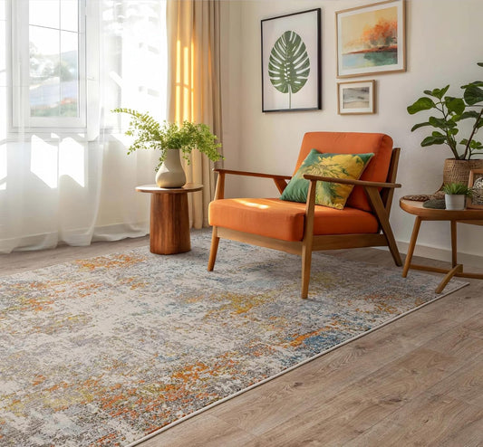 Colores Cloud Sunset CO10 Rug – Abstract Flatweave Carpet in Sunset Gold