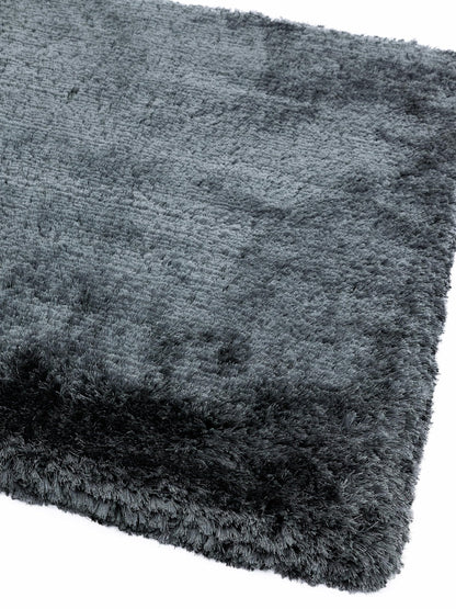 Plüschiger Shaggy-Teppich für Wohnzimmer und Schlafzimmer, Hochflor, dick, flauschig, handgefertigt, fusselfrei, seidig, schimmernd, glänzend, einfarbig, Hochflor-Teppich