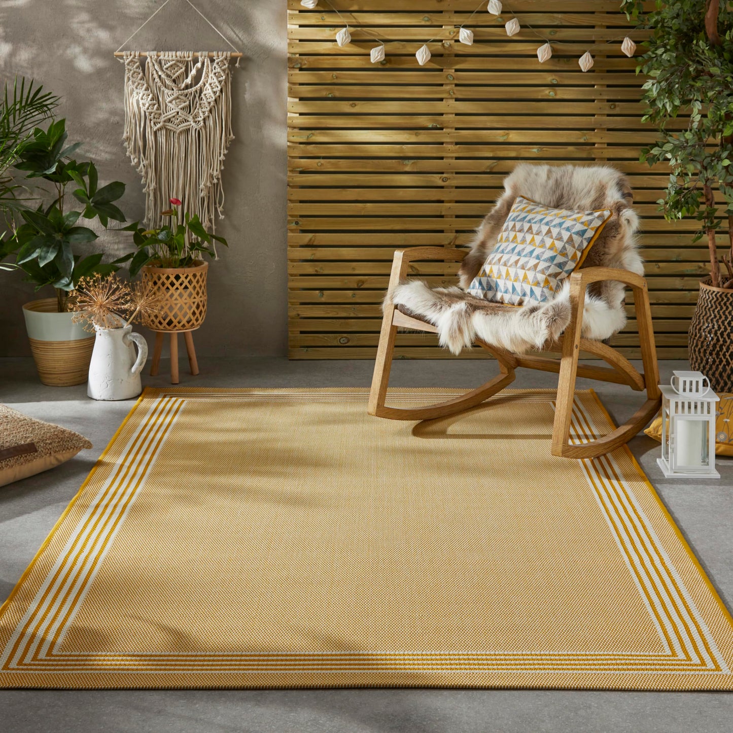 Outdoor-Teppich für Gartenterrasse, Balkon, Picknick, Veranda, Deck, Küche, Wohnzimmer, Campingmatten, Innen- und Außenbereich, gerahmter Teppichbereich, umrandet, TRZ02-Teppich