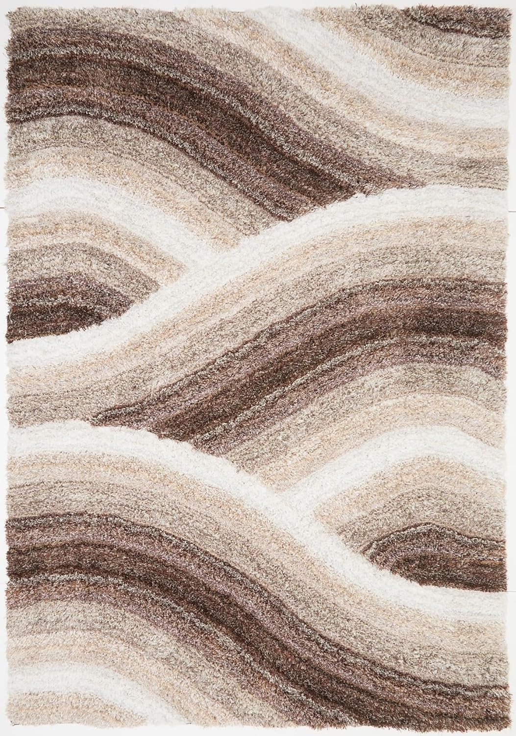 Wave 3D Shaggy Teppich – Latte – 160x230 cm Weicher Plüsch Hochflor Teppich
