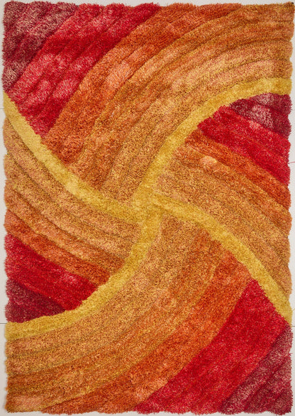 Hochflorteppich für Wohnzimmer, Schlafzimmer, Esszimmer, weicher Plüsch, flauschig, seidig, Stella-Wirbelmuster, 3D-Hochflorteppich in großer Größe, 160 x 230 cm (5'3" x 7'7")