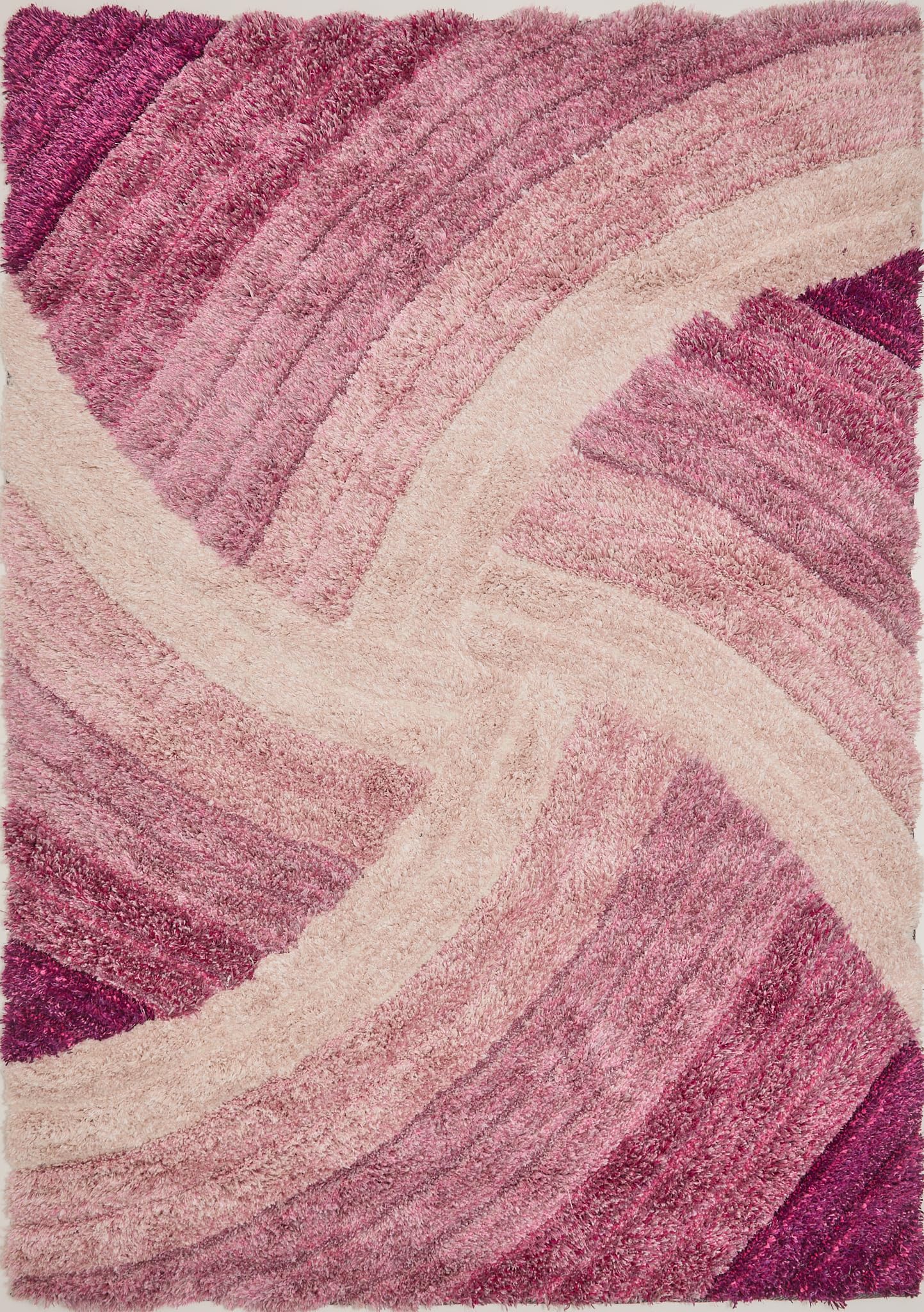 Hochflorteppich für Wohnzimmer, Schlafzimmer, Esszimmer, weicher Plüsch, flauschig, seidig, Stella-Wirbelmuster, 3D-Hochflorteppich in großer Größe, 160 x 230 cm (5'3" x 7'7")