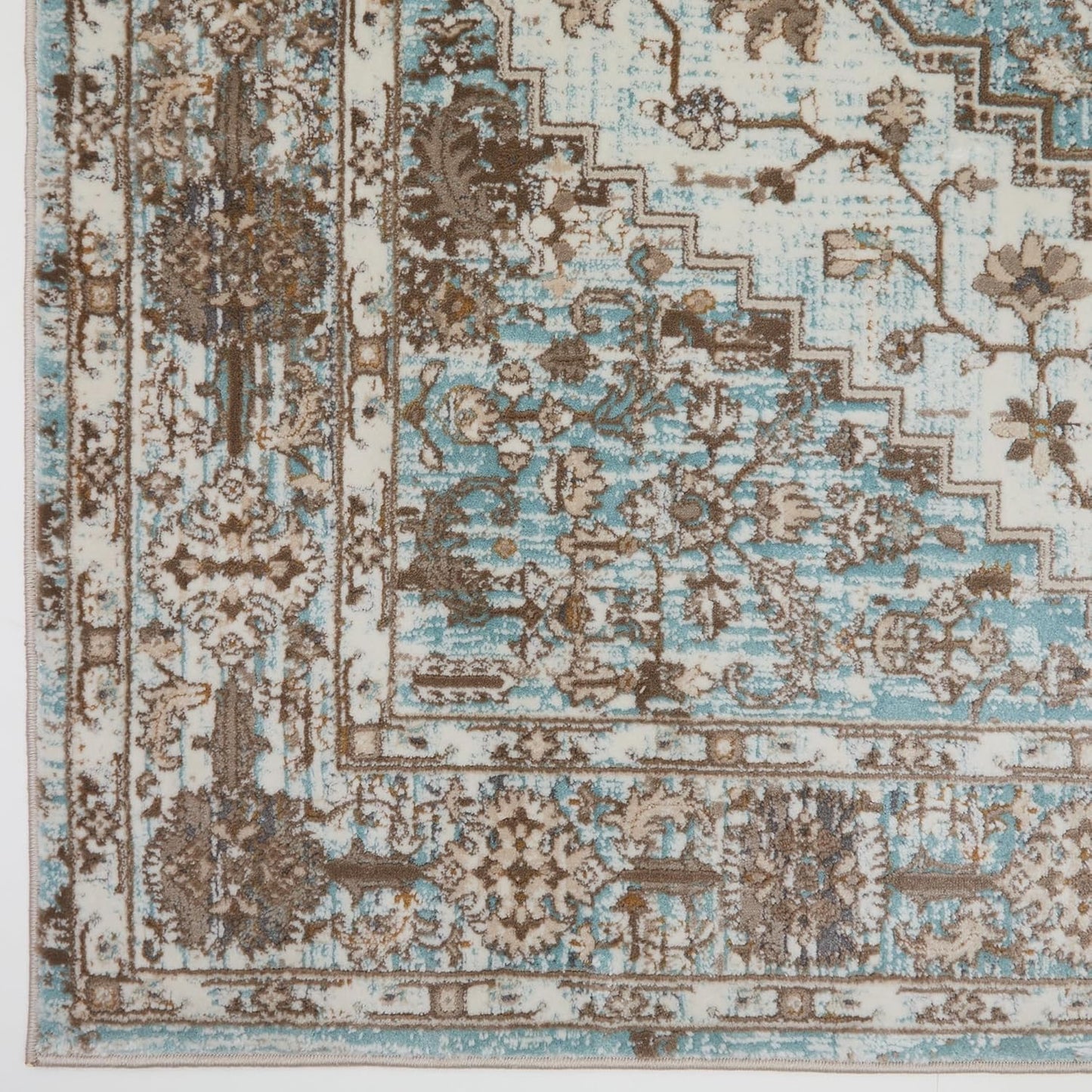 Medallion Blue Anthracite 552AG Runner – Traditional Vintage Hallway Rug