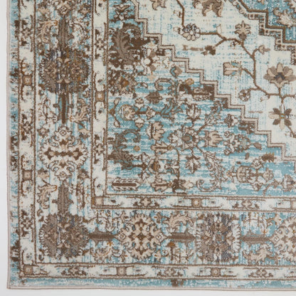 Medallion Blue Anthracite 552AG Runner – Traditional Vintage Hallway Rug