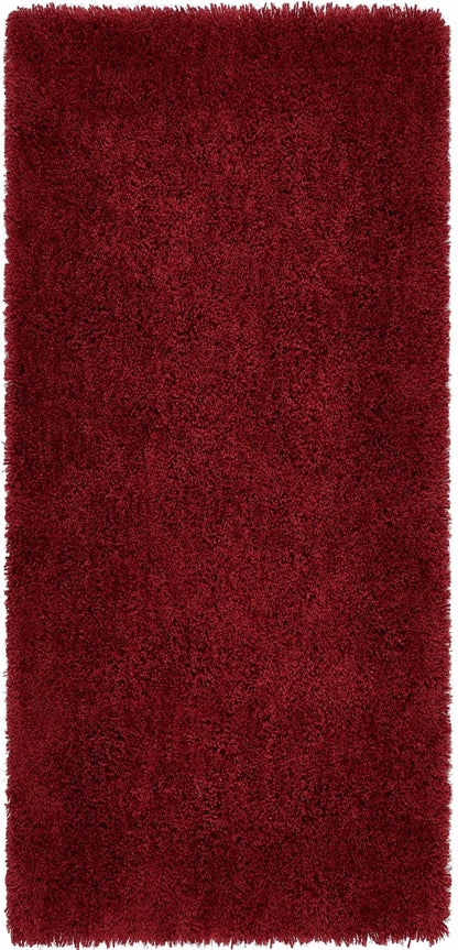 Hochfloriger Flurteppich für Schlafzimmer, Wohnzimmer, Nachttisch, flauschig, hochwertig, luxuriös, handgetuftet, seidig, einfarbig, weich, dicker Flor, fusselfrei, 67 x 200 cm (2'3" x 6'7")
