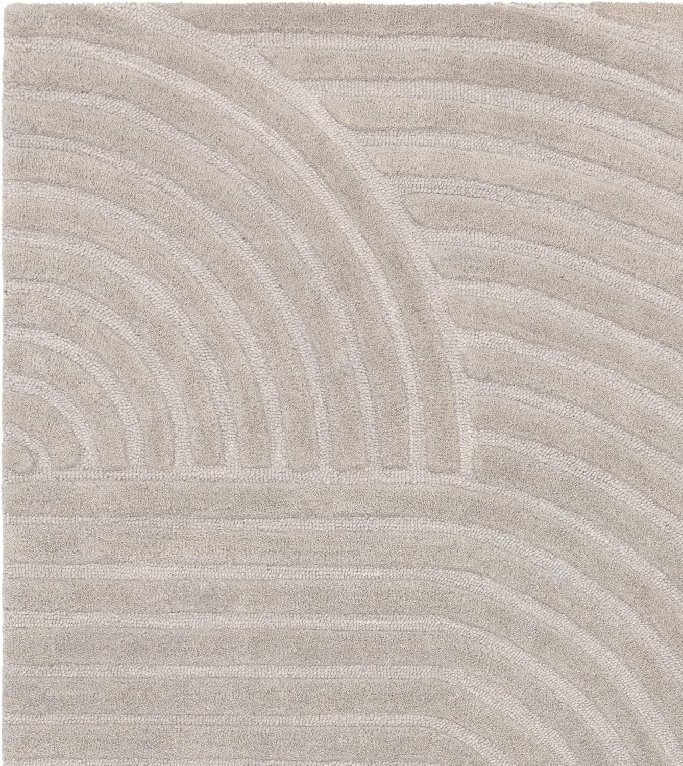 Hague Hand Made Wool Rug for Bedroom Dining Living Room Geometric Lines Tufted Modern Classic Soft Luxury Rug Silver