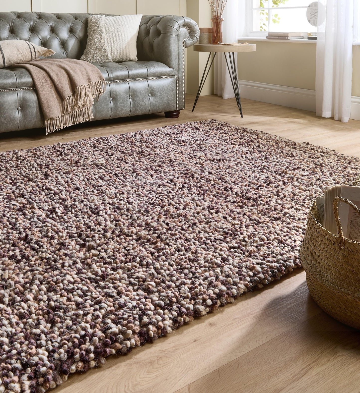 Origins Rocks Thick Tubular Pile Shaggy Rug Living Room Bedroom Hand Woven Soft Fluffy Luxurious Wool Area Rug